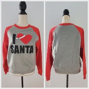 NWT  I ❤ SANTA Sweatshirt Modern Lux Christmas Gray Red Black White Small Medium